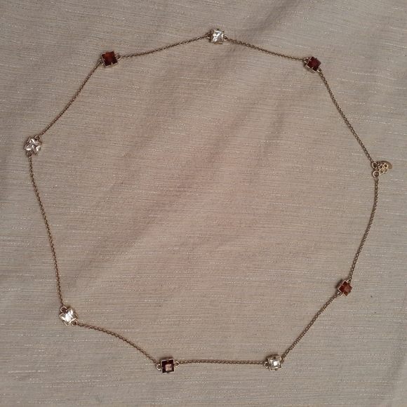 Ann Taylor Tortoise Shell Crystal gold necklace - Picture 2 of 5